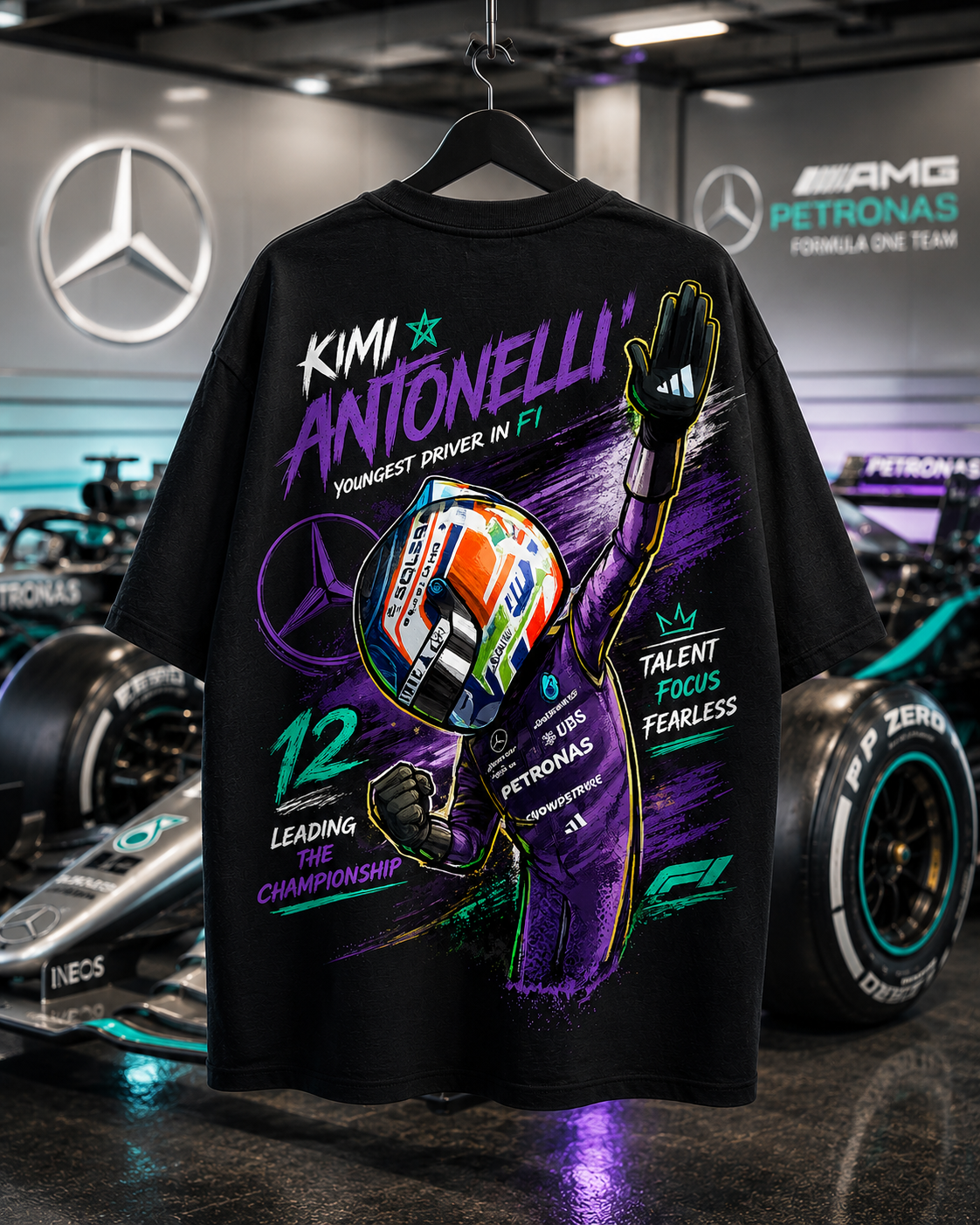Kimi Antonelli Winning Cartoon Formula 1 Oversized T-shirt