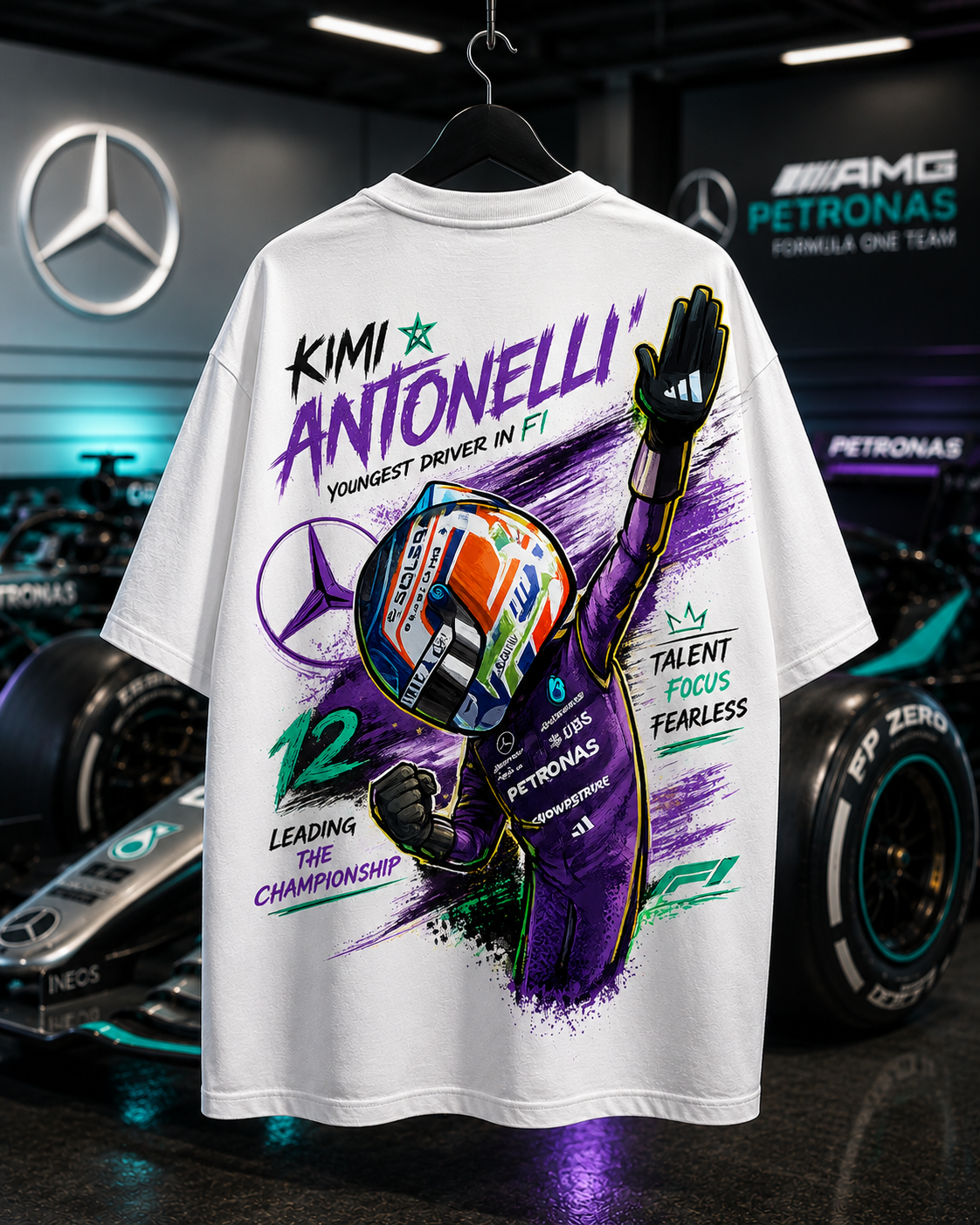 Kimi Antonelli Winning Cartoon Formula 1 Oversized T-shirt