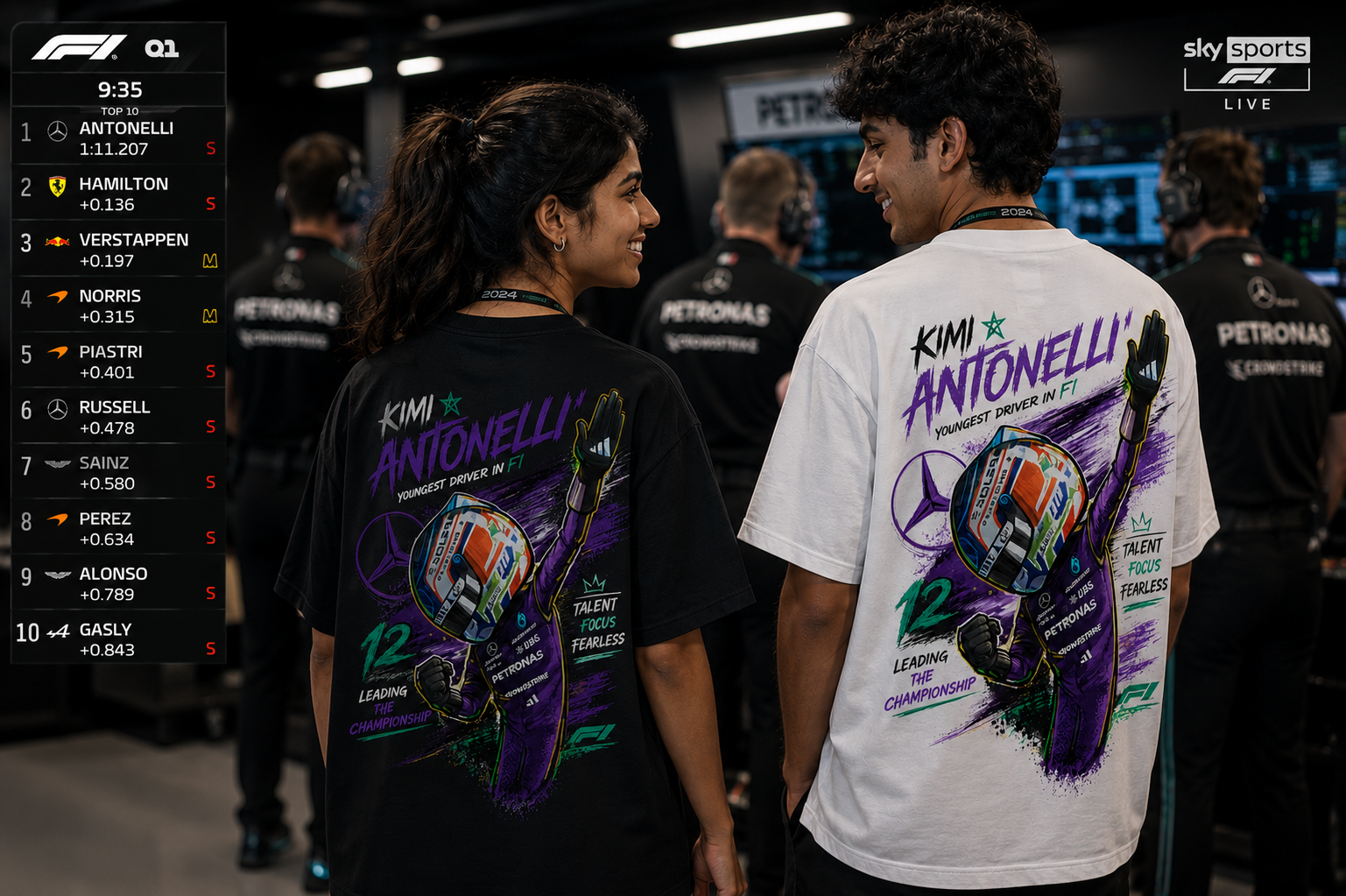 Kimi Antonelli Winning Cartoon Formula 1 Oversized T-shirt