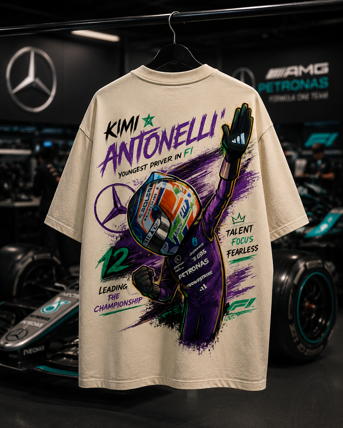 Kimi Antonelli Winning Cartoon Formula 1 Oversized T-shirt
