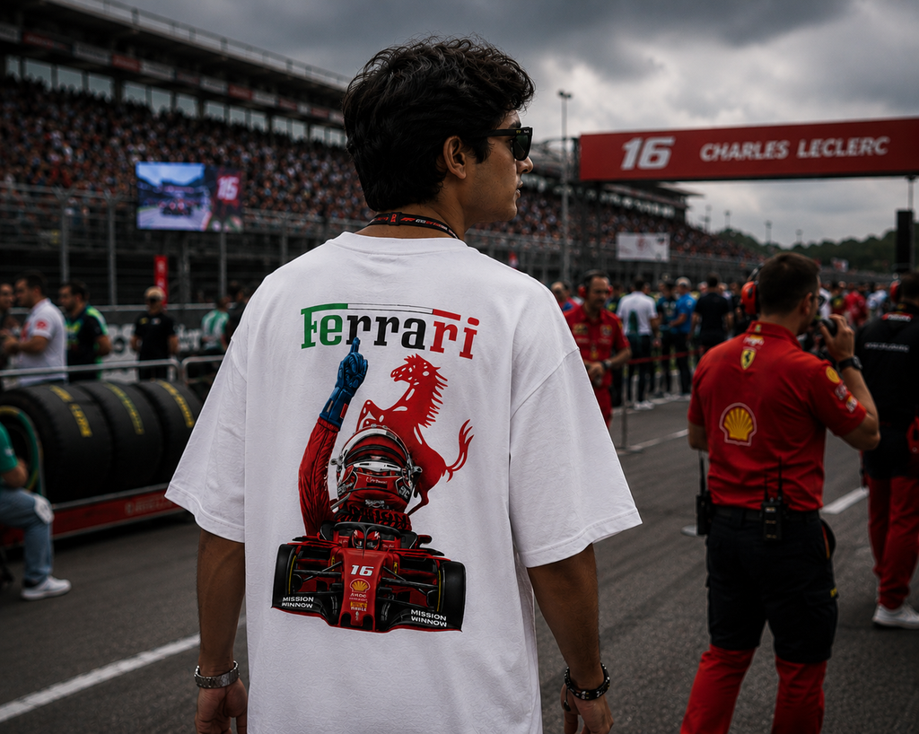Ferrari Car Leclerc Formula 1 Oversized T-shirt