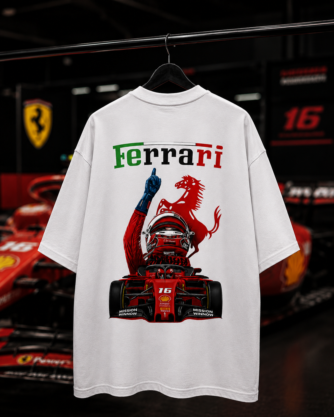 Ferrari Car Leclerc Formula 1 Oversized T-shirt