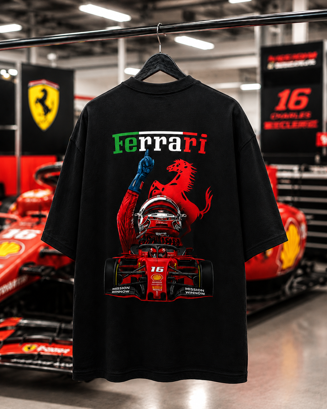 Ferrari Car Leclerc Formula 1 Oversized T-shirt