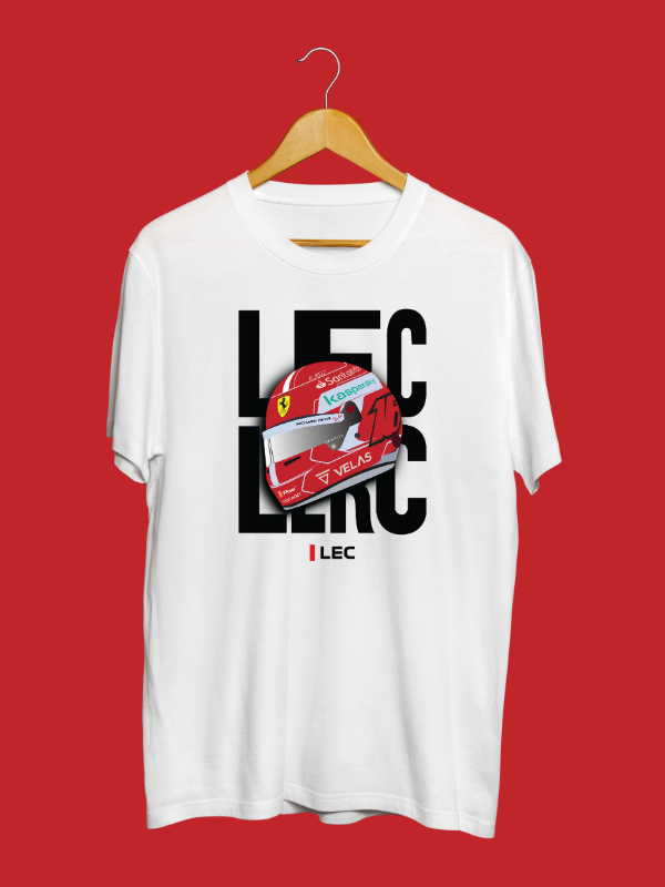 Charles Leclerc Tshirt Formula Charles Leclerc Helmet T-Shirt S White