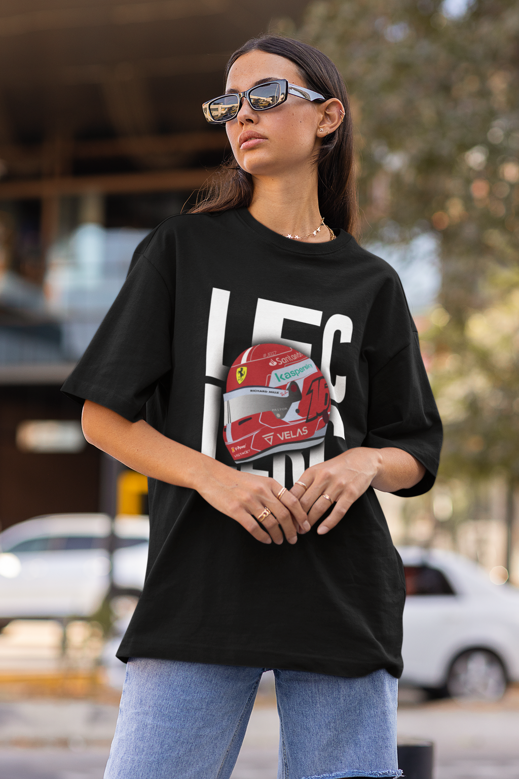 boxbox Oversized T-shirt Leclerc Helmet - boxbox